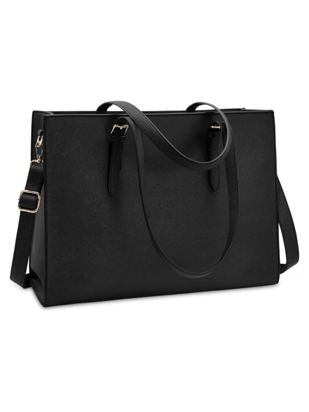 Vegan Leather Laptop Tote Bag Water Repellent 15.6 Inch Work Bag